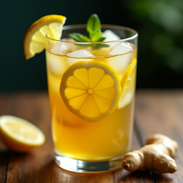 Chá verde gelado com limão e gengibre: refrescante e cheio de energia.