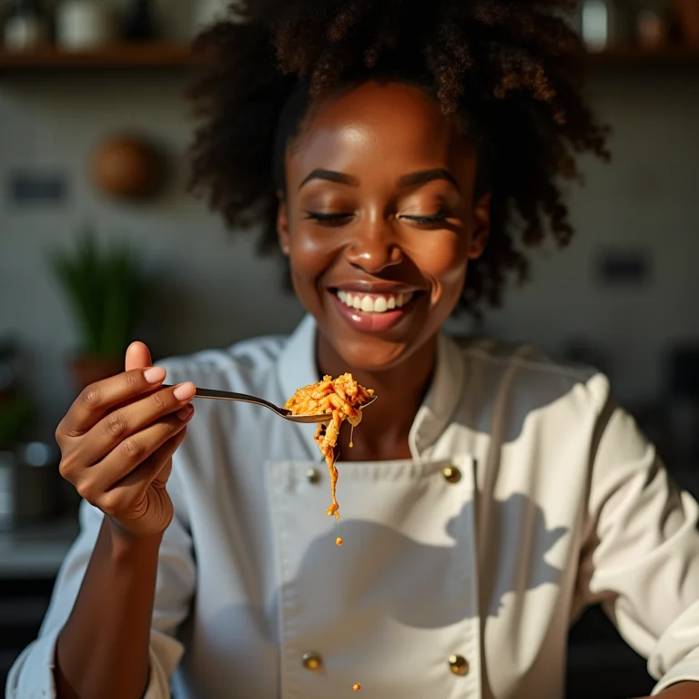 Chef ajustando o sabor do tempero para caranguejo