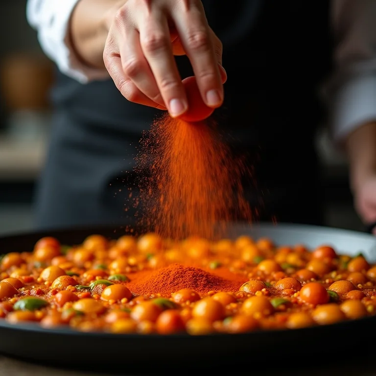 Chef usando páprica doce na culinária