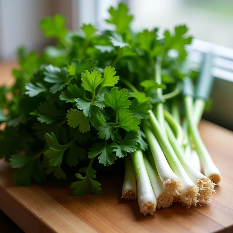 Cilantro, salsinha e cebolinha fresca para temperar caldinho de feijão.