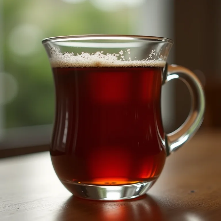 Close-up da cor escura da infusão.