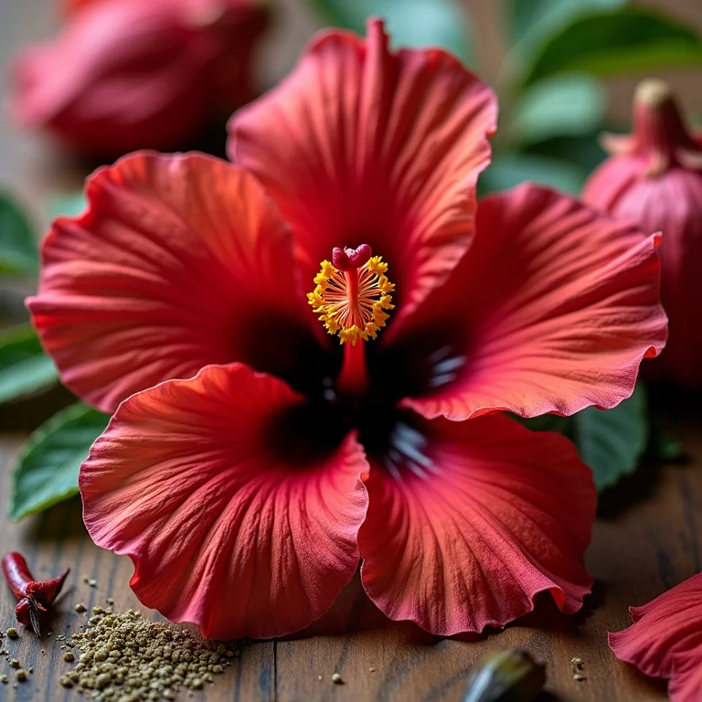 Close-up de flores de hibisco secas.