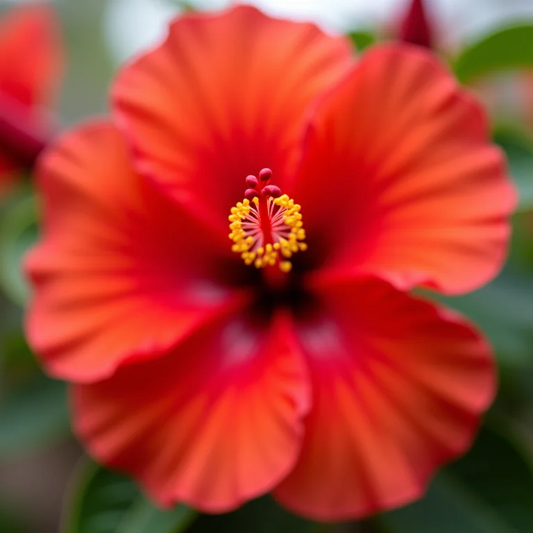 Close-up de flores de hibisco vermelhas vibrantes.