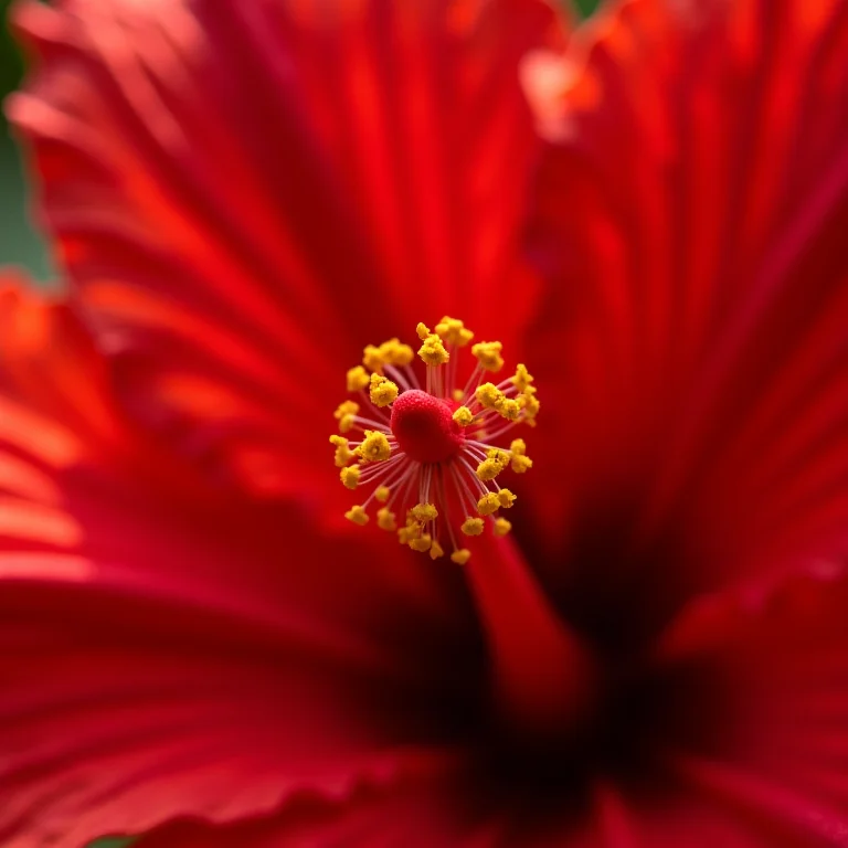 Close-up de flores secas de hibisco, exibindo sua cor vermelha vibrante e textura detalhada