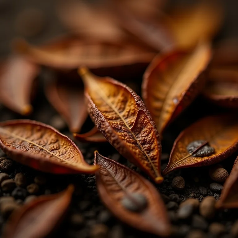 Close-up de folhas de Erva Mate Torrada.