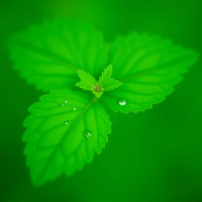 Close-up de folhas de hortelã frescas com gotas de água.