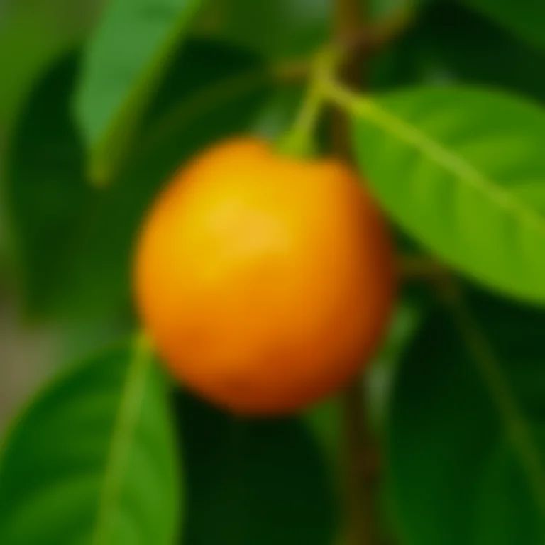 Close-up de folhas e frutos frescos de laranja amarga (Citrus aurantium).