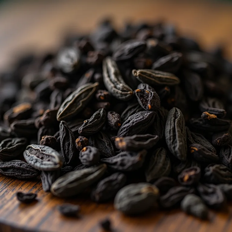 Close-up de folhas secas de chá preto