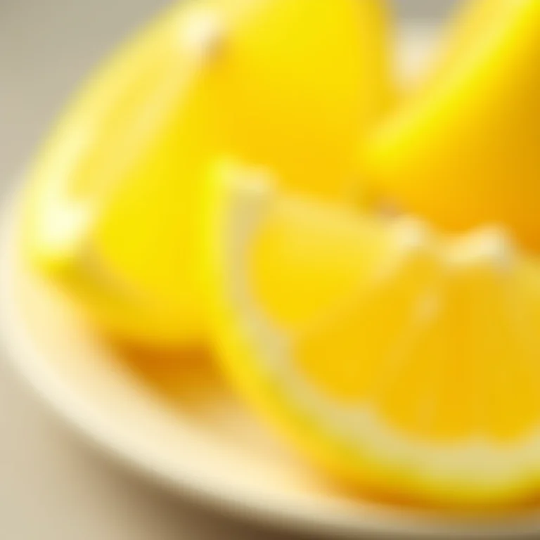 Close-up de limão siciliano fresco com detalhes da textura e do suco