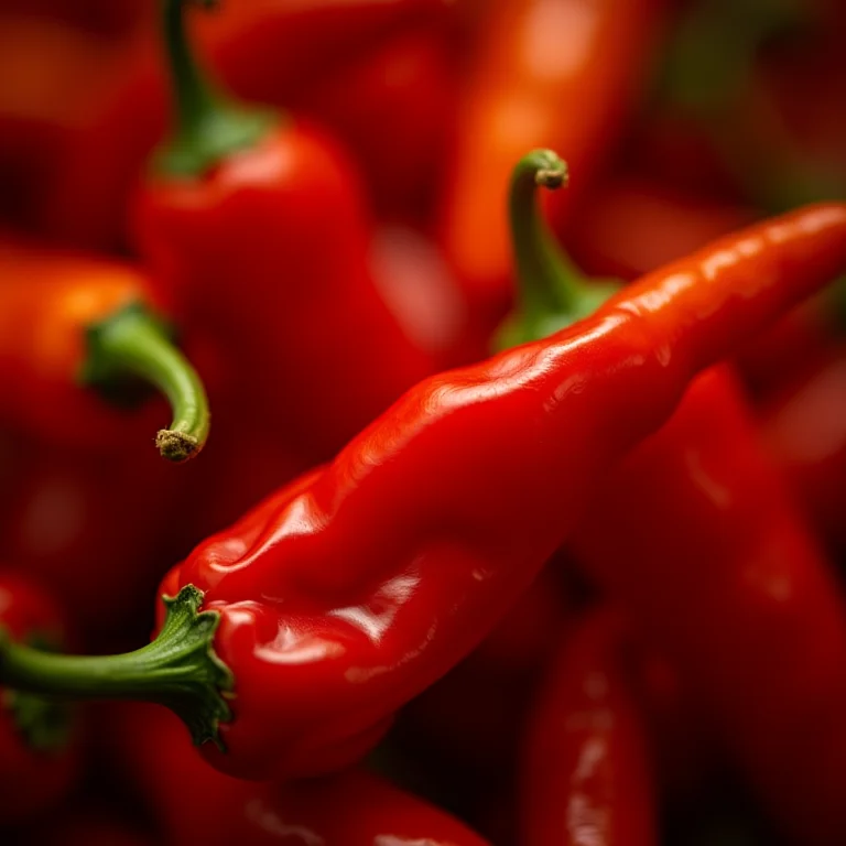 Close-up de pimentas extremamente picantes