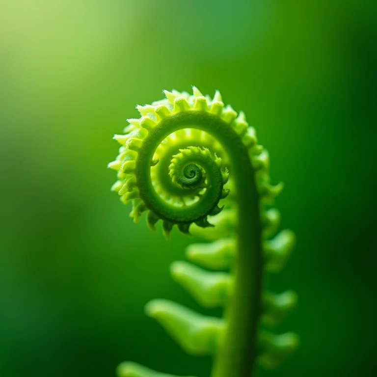 Close-up de samambaia exuberante em luz natural