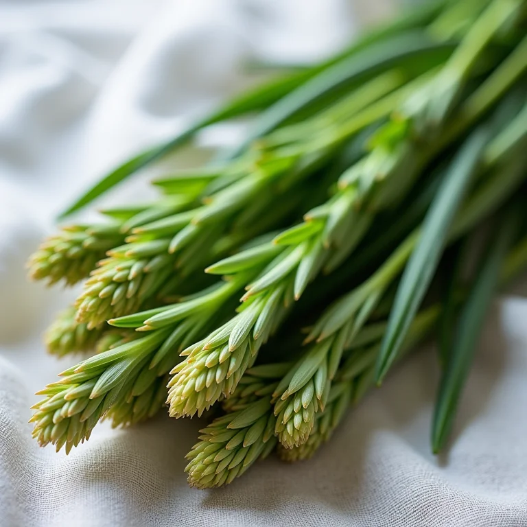 Close-up de talos frescos de cavalinha (Equisetum arvense).