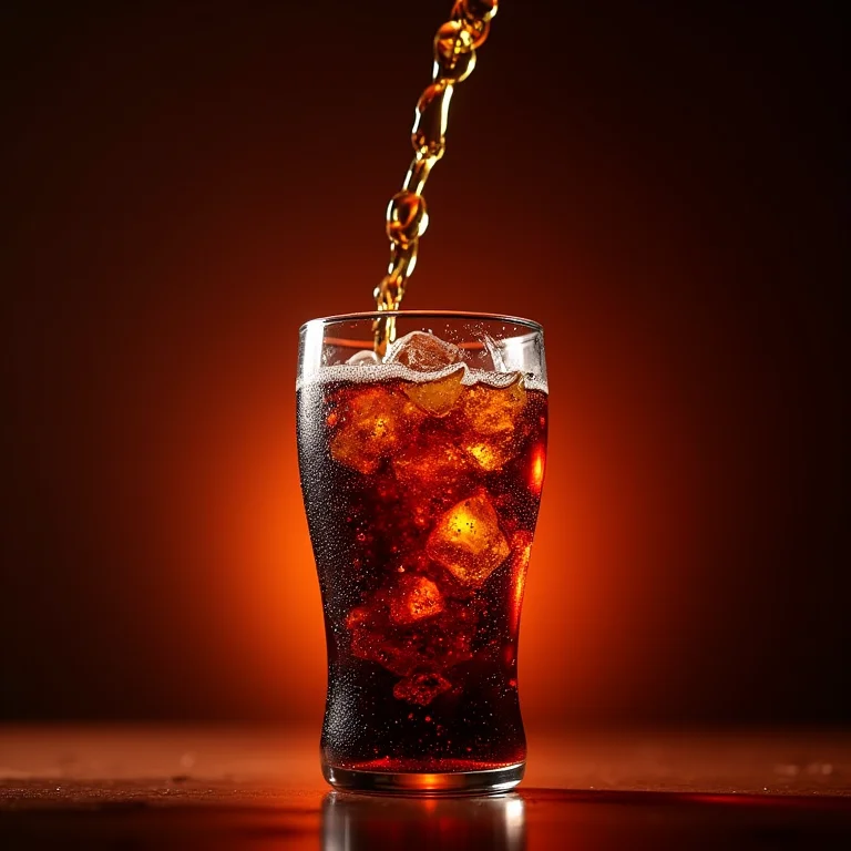 Coca-Cola sendo servida em um copo com foco nas bolhas