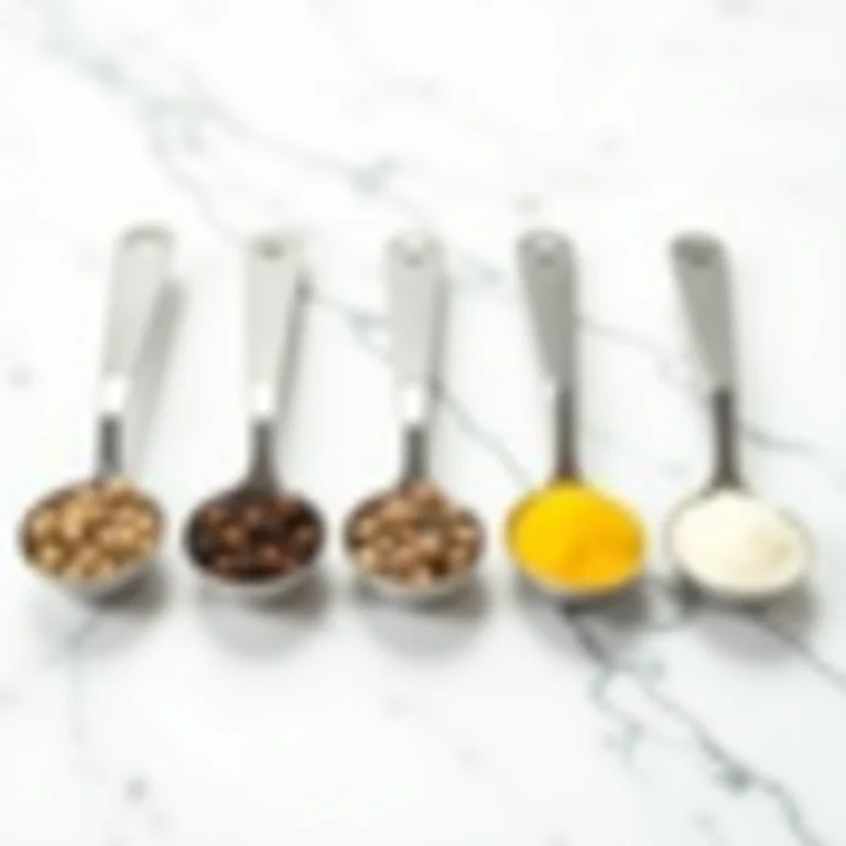 Colheres medidoras com diferentes quantidades de lemon pepper