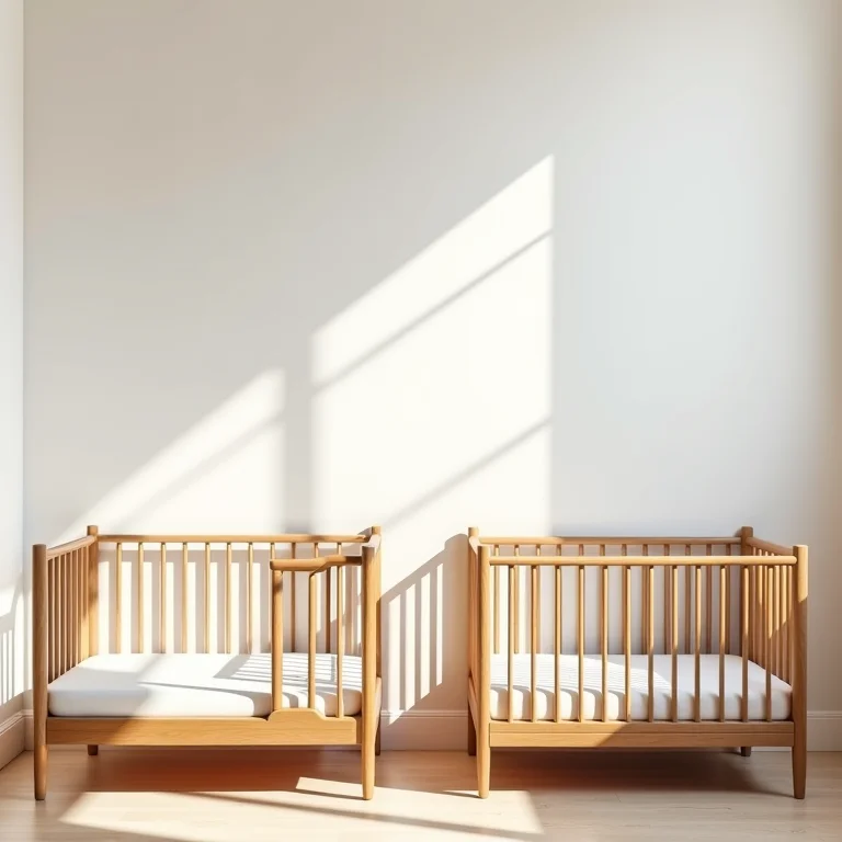 Comparação entre uma cama montessoriana e um berço tradicional.