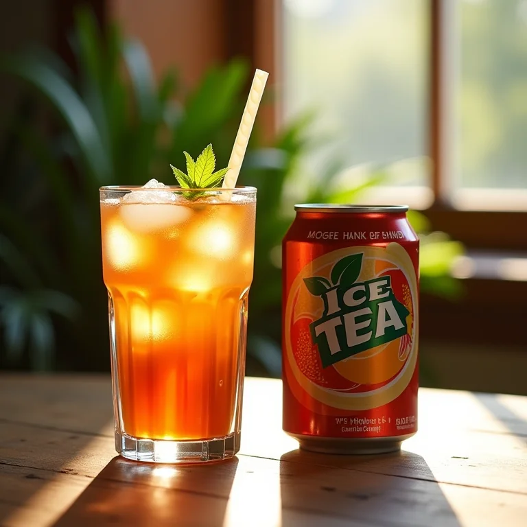 Comparativo visual entre chá gelado caseiro e industrializado