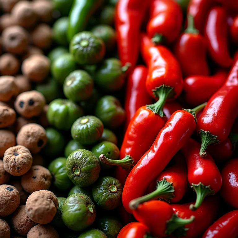 Comparativo visual entre pimenta-do-reino e pimentas chili