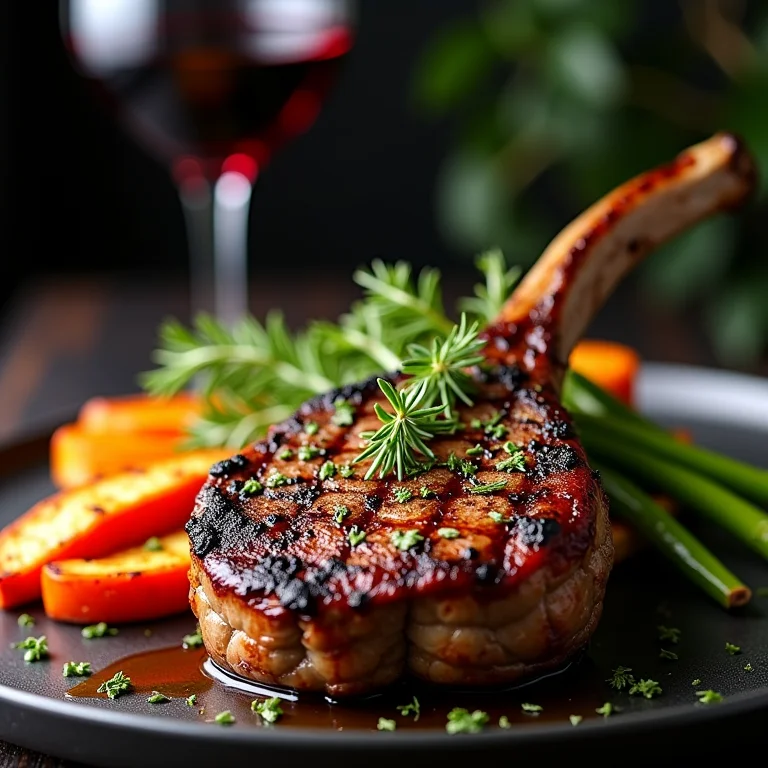 Costeleta de cordeiro grelhada com ervas de Provence.