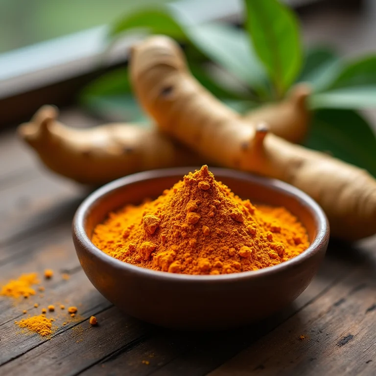 Cúrcuma fresca e em pó: a cor vibrante da saúde.