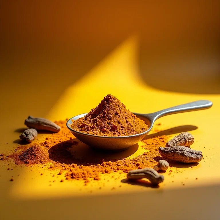 Curry em pó e especiarias ao redor