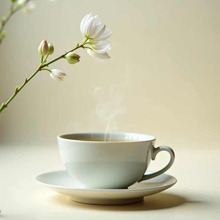 Delicadeza e sofisticação do chá branco em xícara de porcelana.