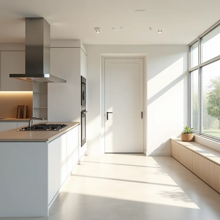 Design moderno para cozinha integrada com lavanderia