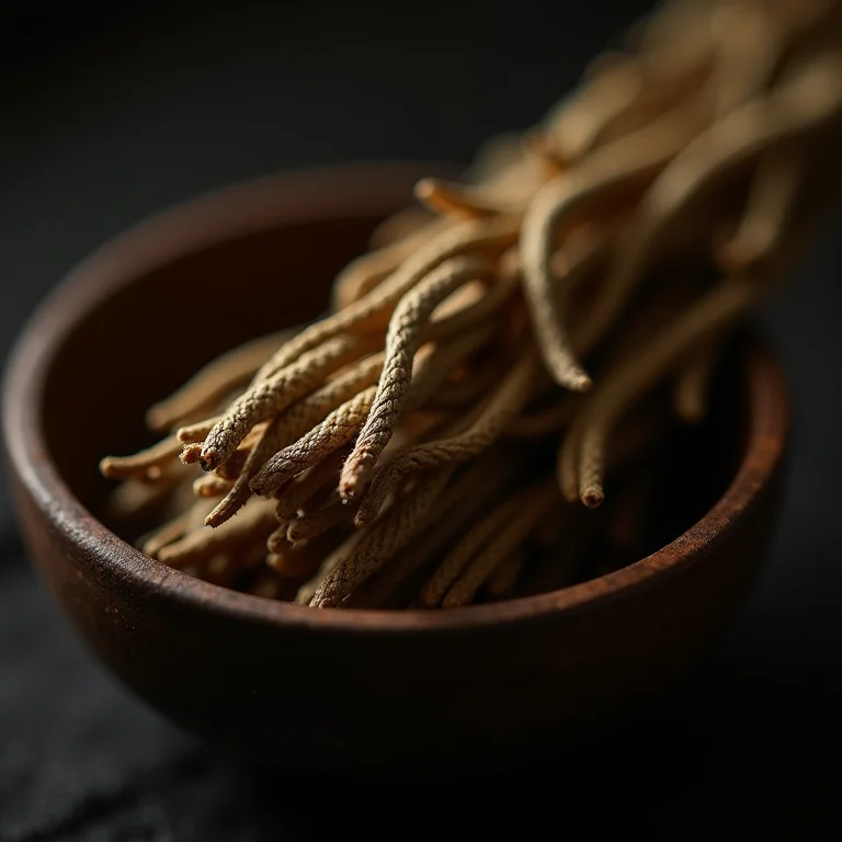 Detalhe da erva cavalinha seca, com foco em suas propriedades diuréticas