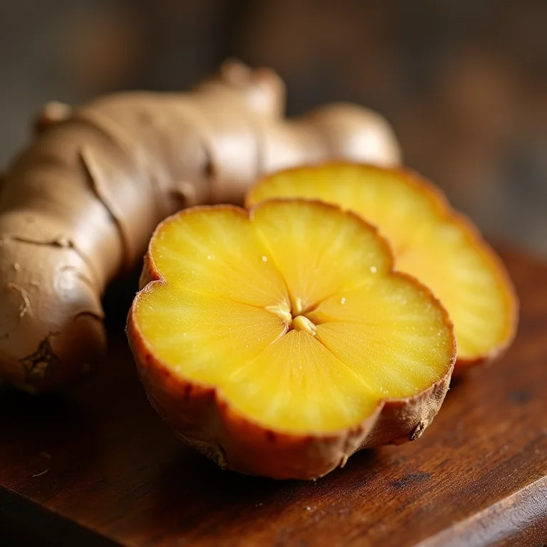 Detalhe da raiz de gengibre fresca