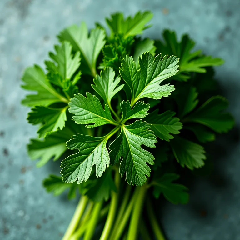 Detalhe das folhas de salsa
