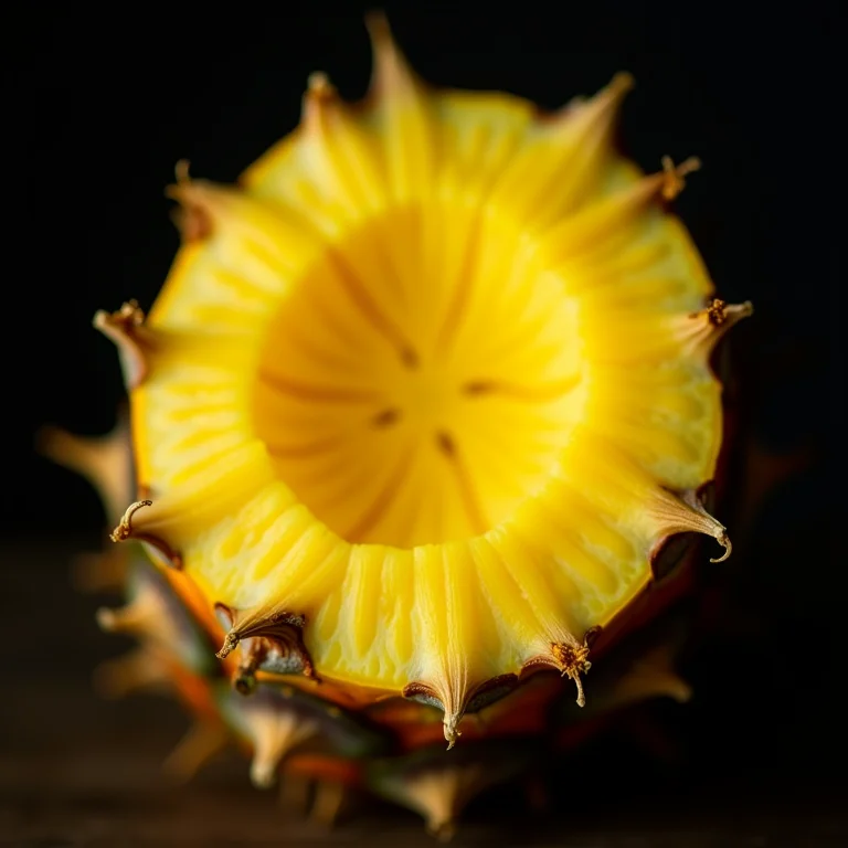 Detalhe macro da bromelina no abacaxi.