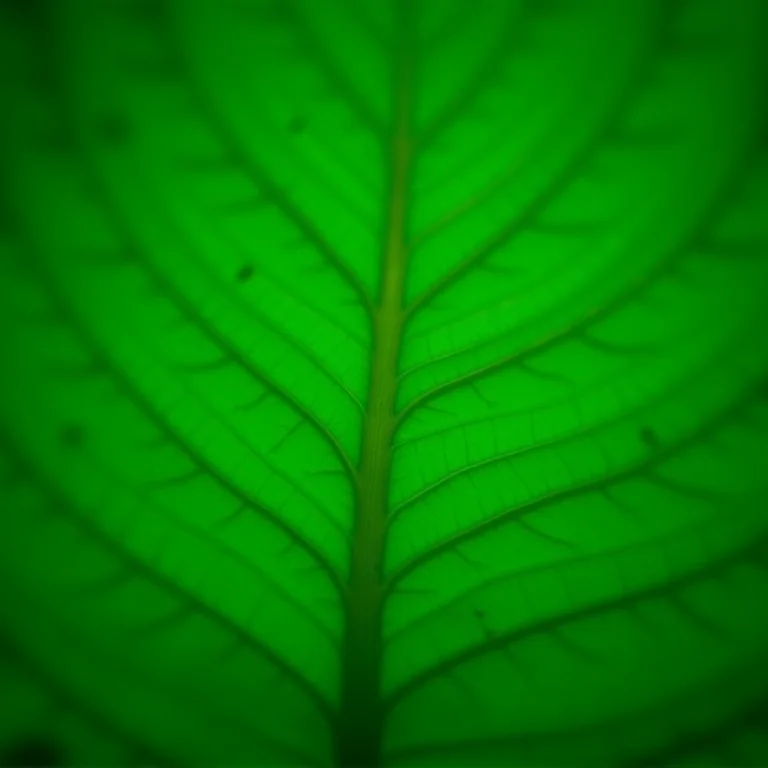 Detalhe macro de folhas frescas de guaco exibindo suas texturas