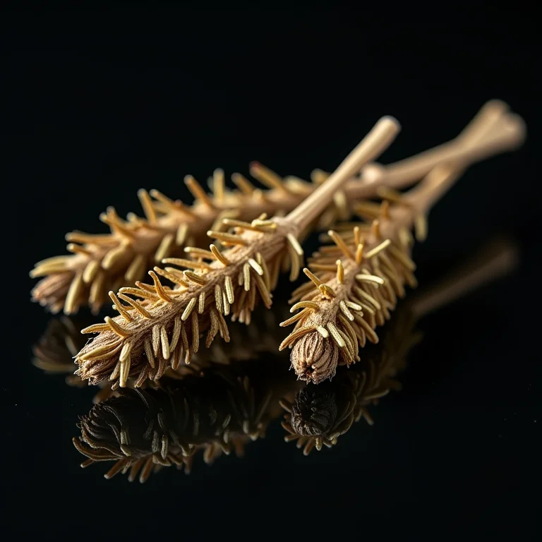 Detalhes da erva cavalinha seca sob luz natural