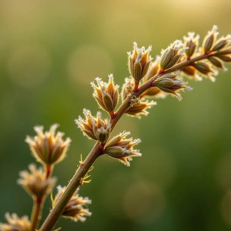 Detalhes da erva cavalinha seca utilizada para o preparo de chás.