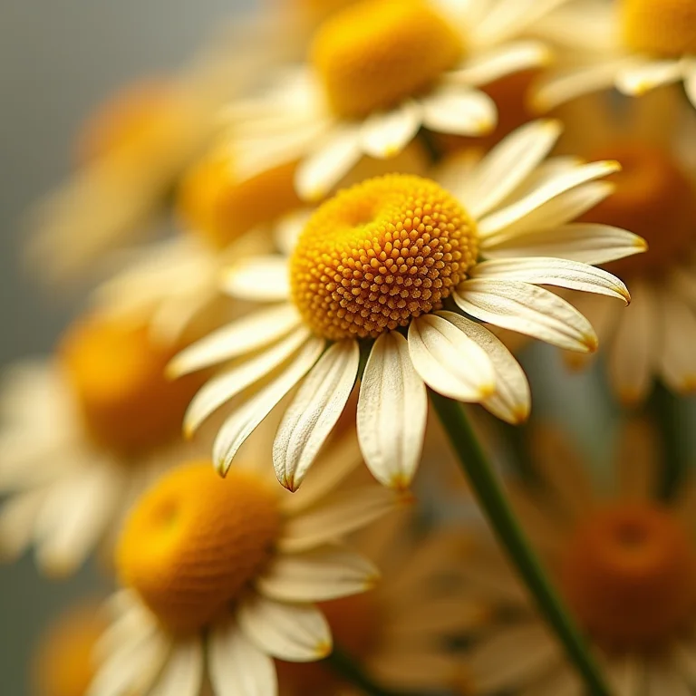 Detalhes de flores de camomila secas para chá