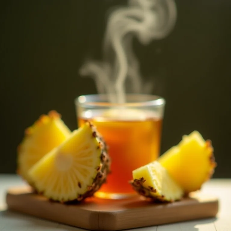Detalhes do preparo do chá de abacaxi.