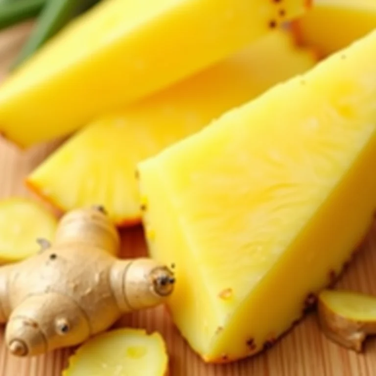 Detalhes macro de abacaxi e gengibre frescos