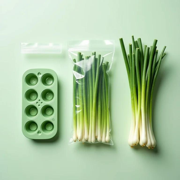 Diferentes métodos de congelamento de cebolinha: em cubos de gelo, saco ziplock e pote