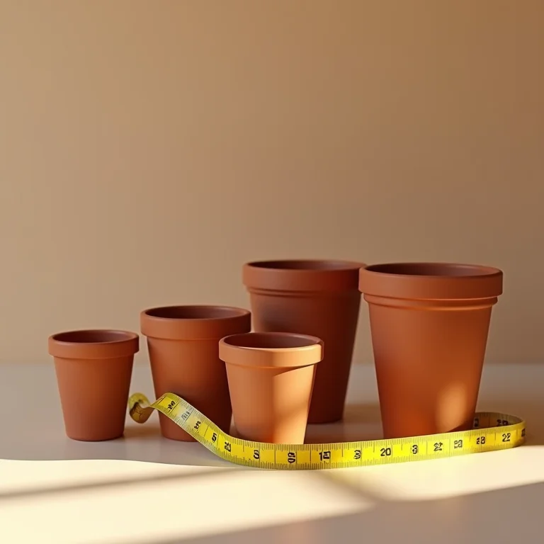 Diferentes tamanhos de vasos de terracota para camomila