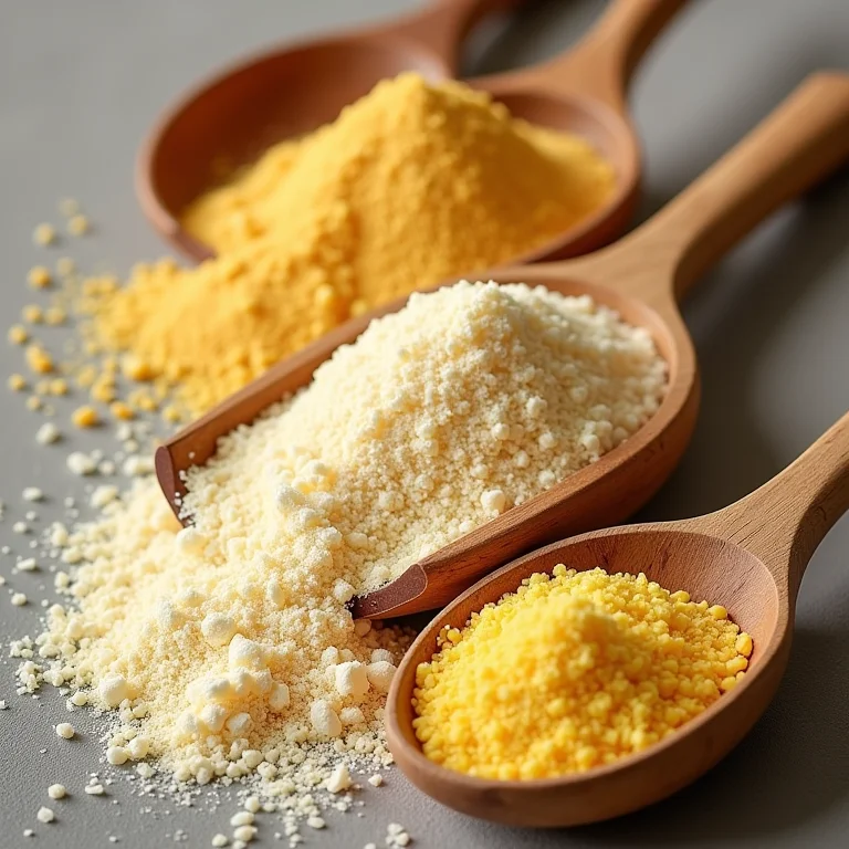 Diferentes tipos de farinha de milho para pão salgado.