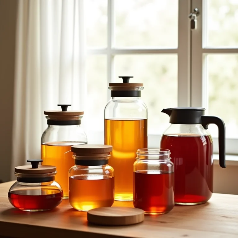 Diversos recipientes grandes para chá.