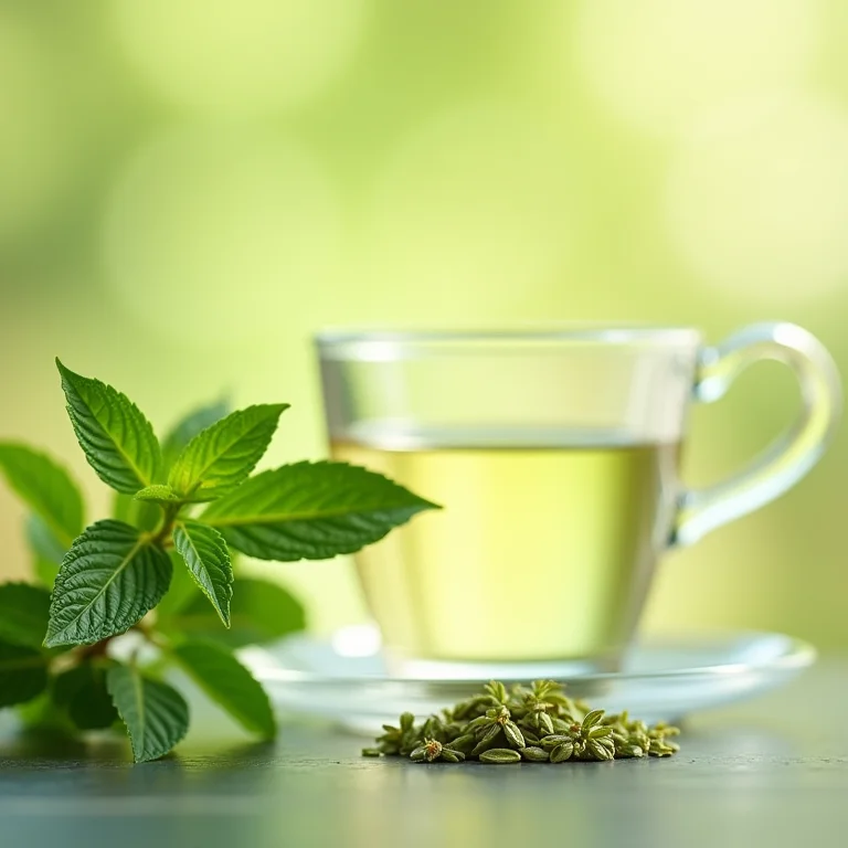 Documento de estudo científico sobre os efeitos do chá de erva cidreira na pressão arterial, ao lado de folhas frescas.