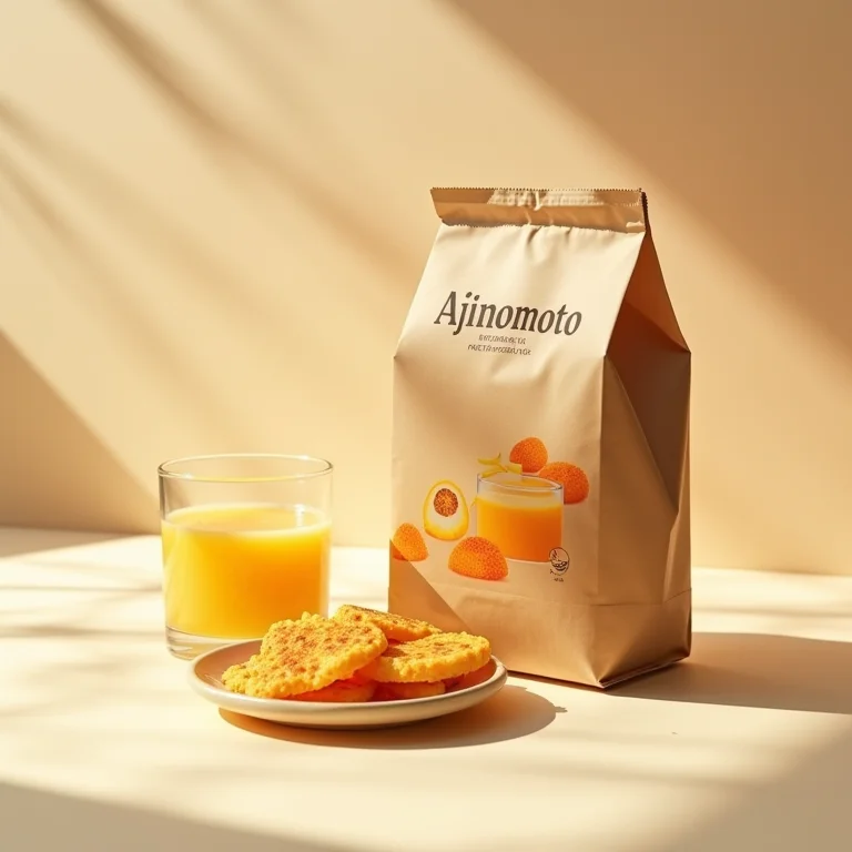 Embalagem de Ajinomoto em destaque.