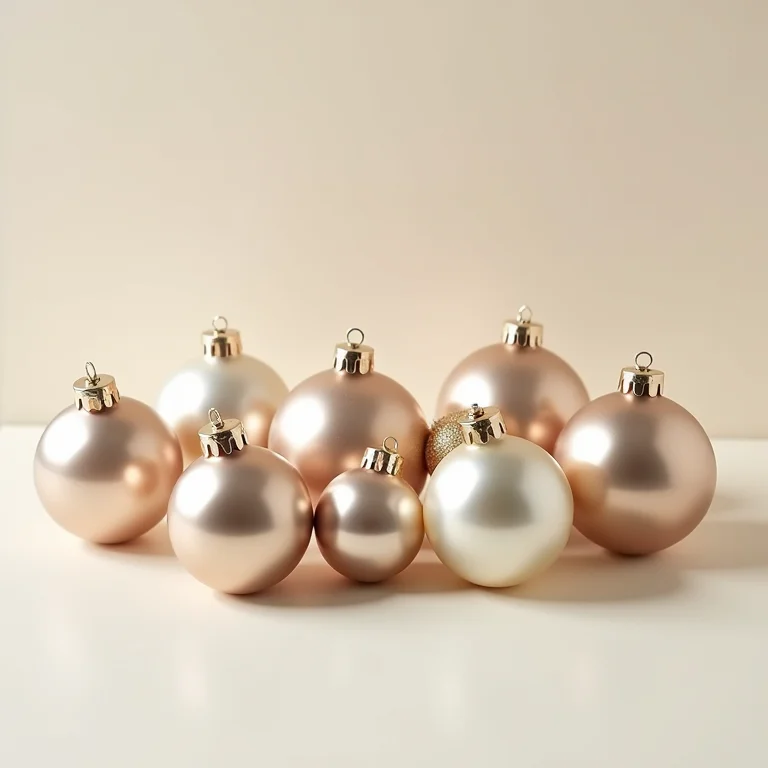 Enfeites de Natal em cores neutras.