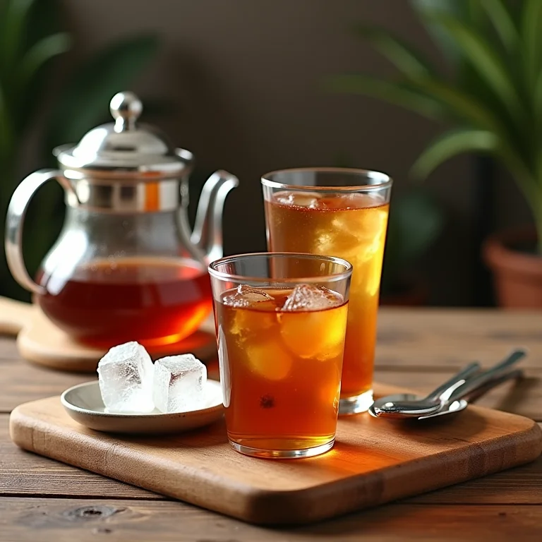 Equipamentos para preparar chá gelado com caramelo salgado