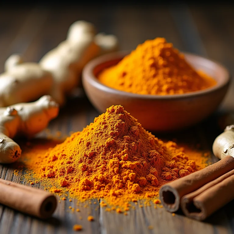 Especiarias diversas, incluindo cúrcuma