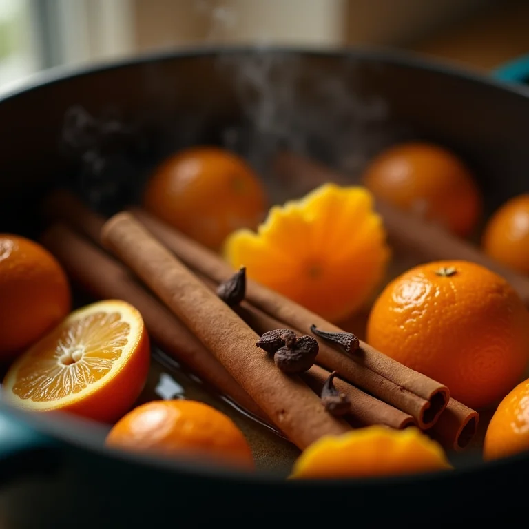 Especiarias fervendo no vinho quente.