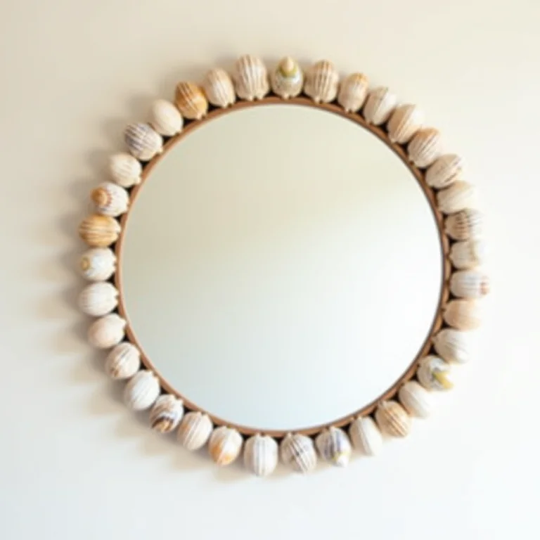 Espelho decorado com conchas