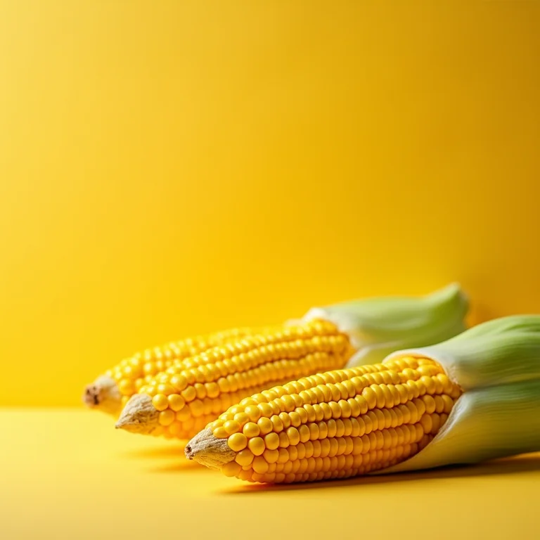 Espigas de milho fresco dispostas artisticamente.