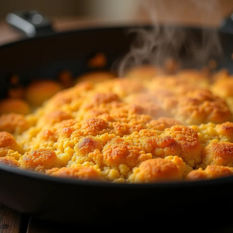 Farinha de rosca caseira sendo tostada em uma frigideira.