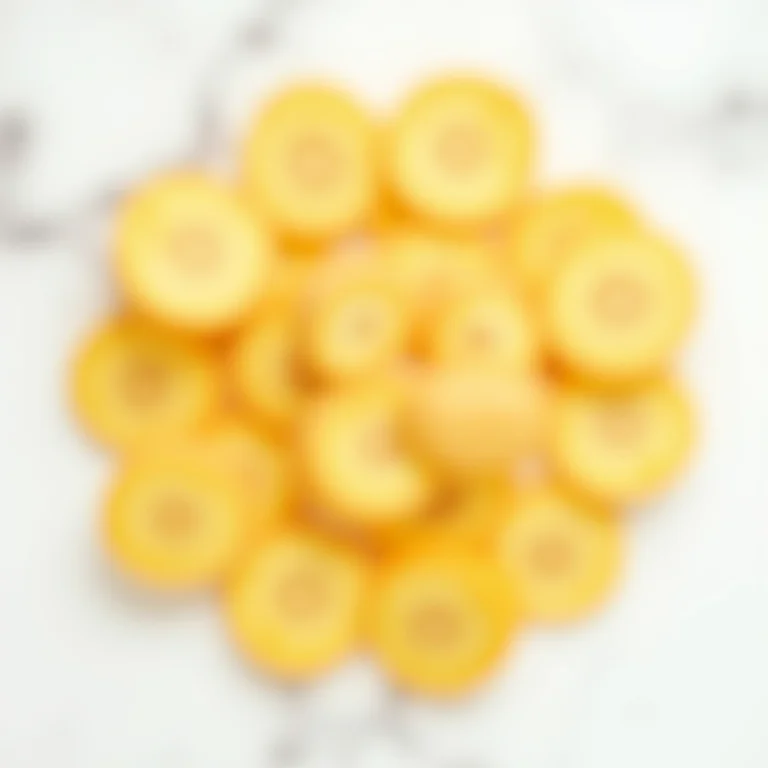 Fatias de gengibre em mármore branco